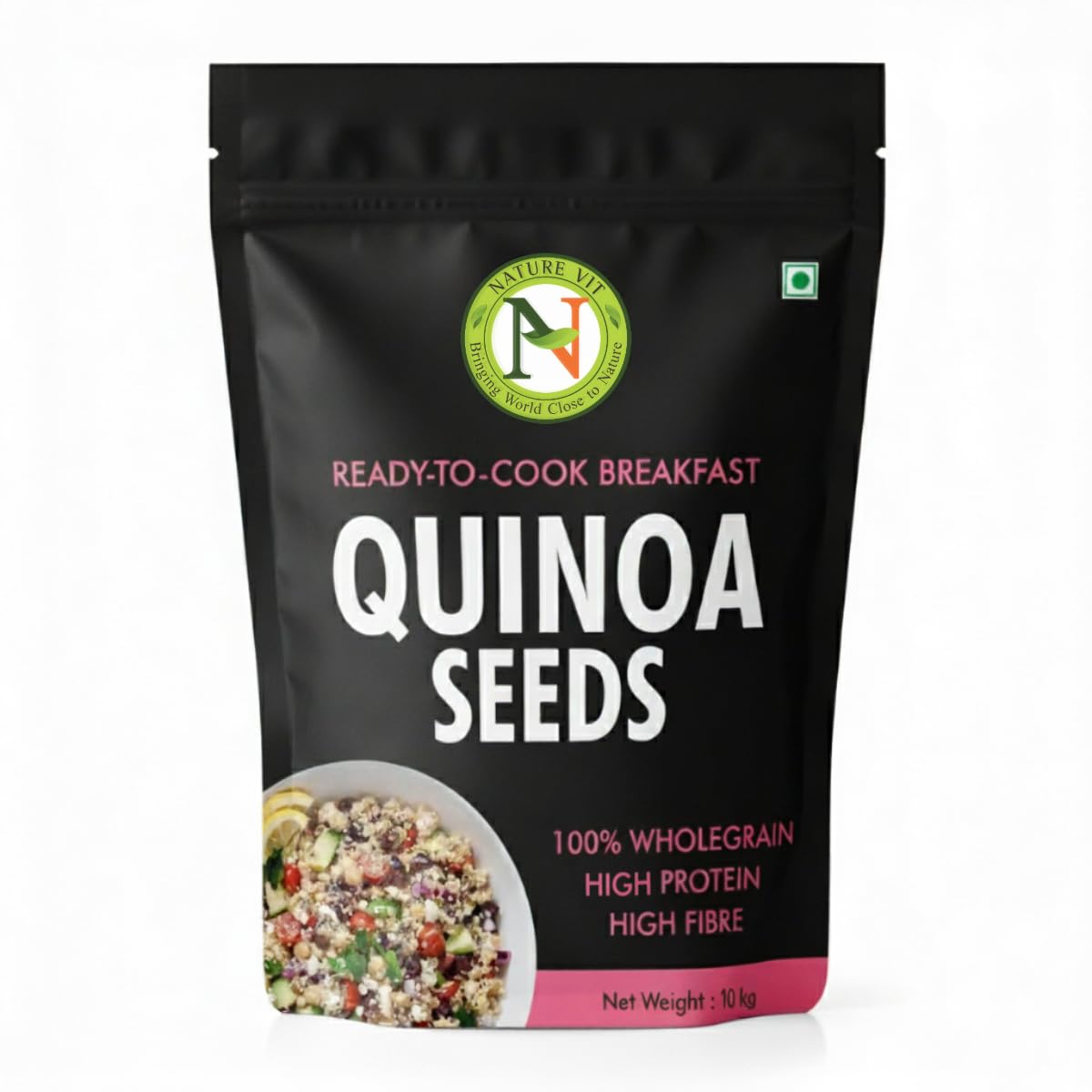NatureVit Quinoa Seeds, 10Kg | High Protein Gluten-Free Superfood | IHealthy Diet | Vegan & Fiber-Rich Grain Substitute | Kinowa | Kinwa