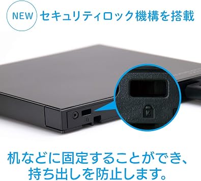 Logitech Direct LBD-LPWAWU3CNDB Blu-Ray Drive, External USB-A/USB-C Type-C TM, Cable Included, Portable, M-DISC, Domestic Manufacturer, 4K, UHD BD Compatible, No Soft