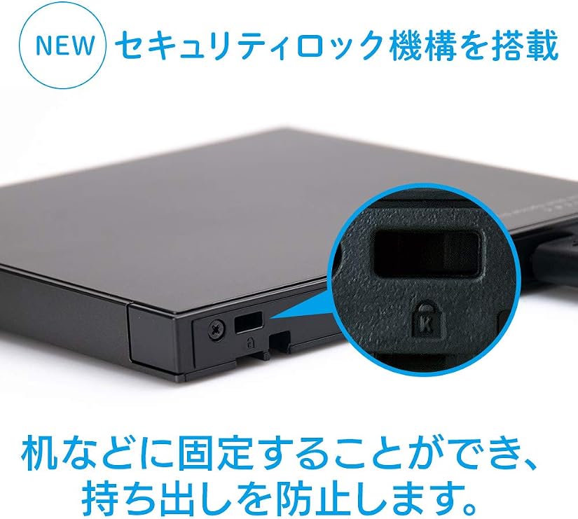 Logitech Direct LBD-LPWAWU3CNDB Blu-Ray Drive, External USB-A/USB-C Type-C TM, Cable Included, Portable, M-DISC, Domestic Manufacturer, 4K, UHD BD Compatible, No Soft