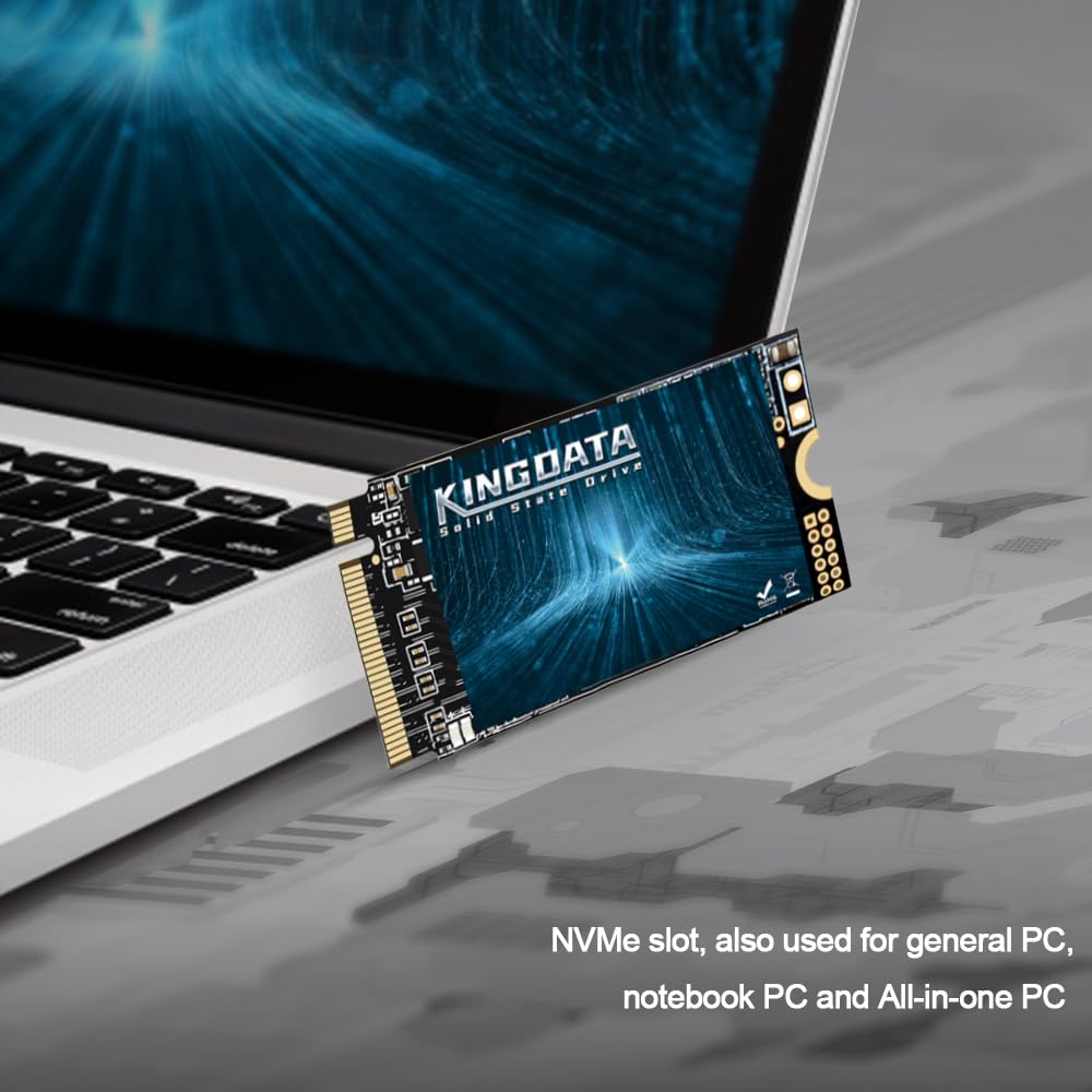 KINGDATA M.2 2242 SSD 512GB NVMe PCIe Gen3 x 4 Unità a stato solido interna, 3D NAND TLC,SSD da gioco, R/W Velocità fino a 2200MB/s e 1800MB/s (M.2 2242 PCIe, 512GB)