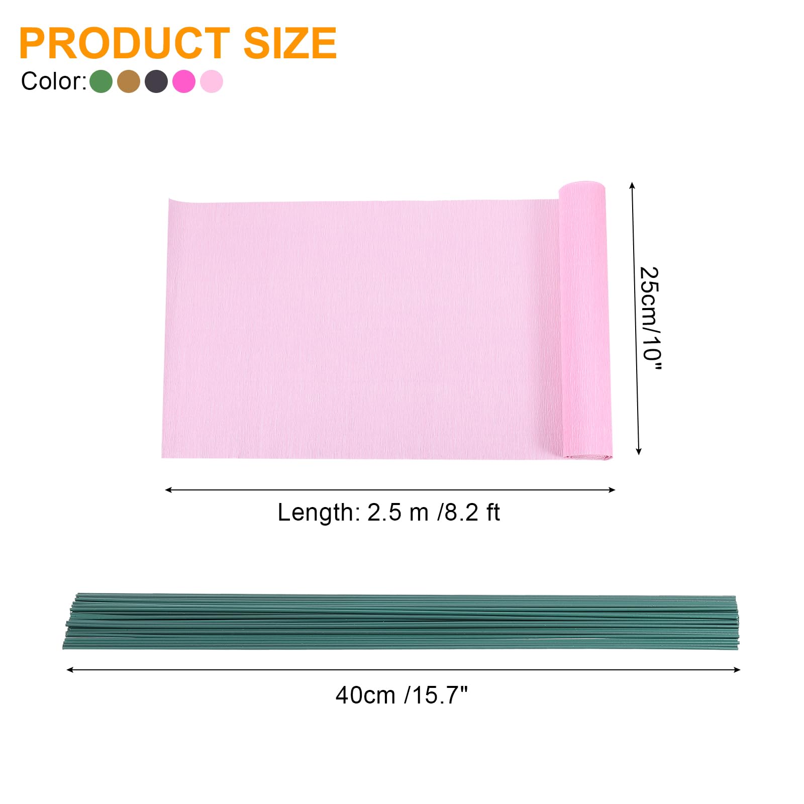 QUARKZMAN 5 Colori Carta per Fiori Creazione 8,2ft x 10 Colorato Crepe Kit