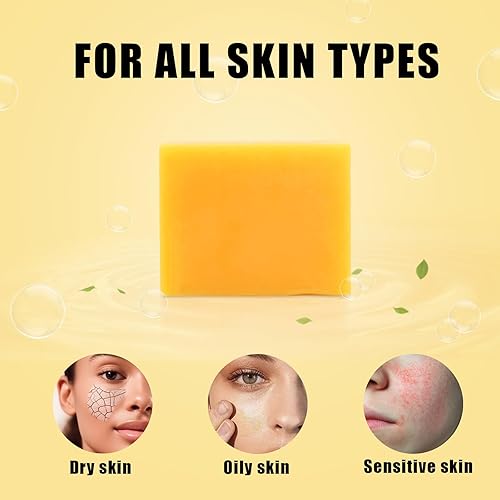 Miniatura 3 de Paquete de 3 barras de jabón de cúrcuma para limpiador facial y corporal, jabón de cúrcuma orgánico, piel suave e hidratante, jabón tumérico