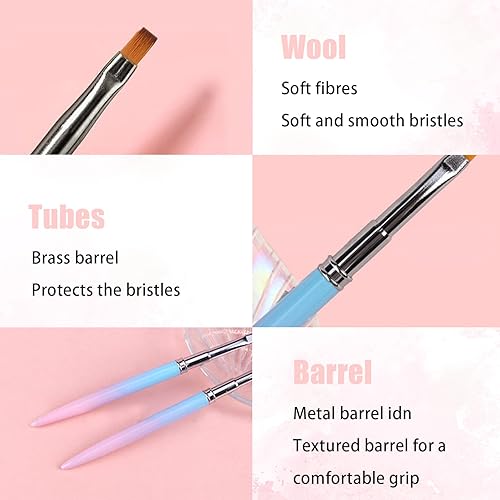 Miniatura 4 de 2 pinceles redondos y angulados para limpieza de uñas, pinceles de pintura de uñas para limpiar errores de esmalte en las cutículas, pinceles de