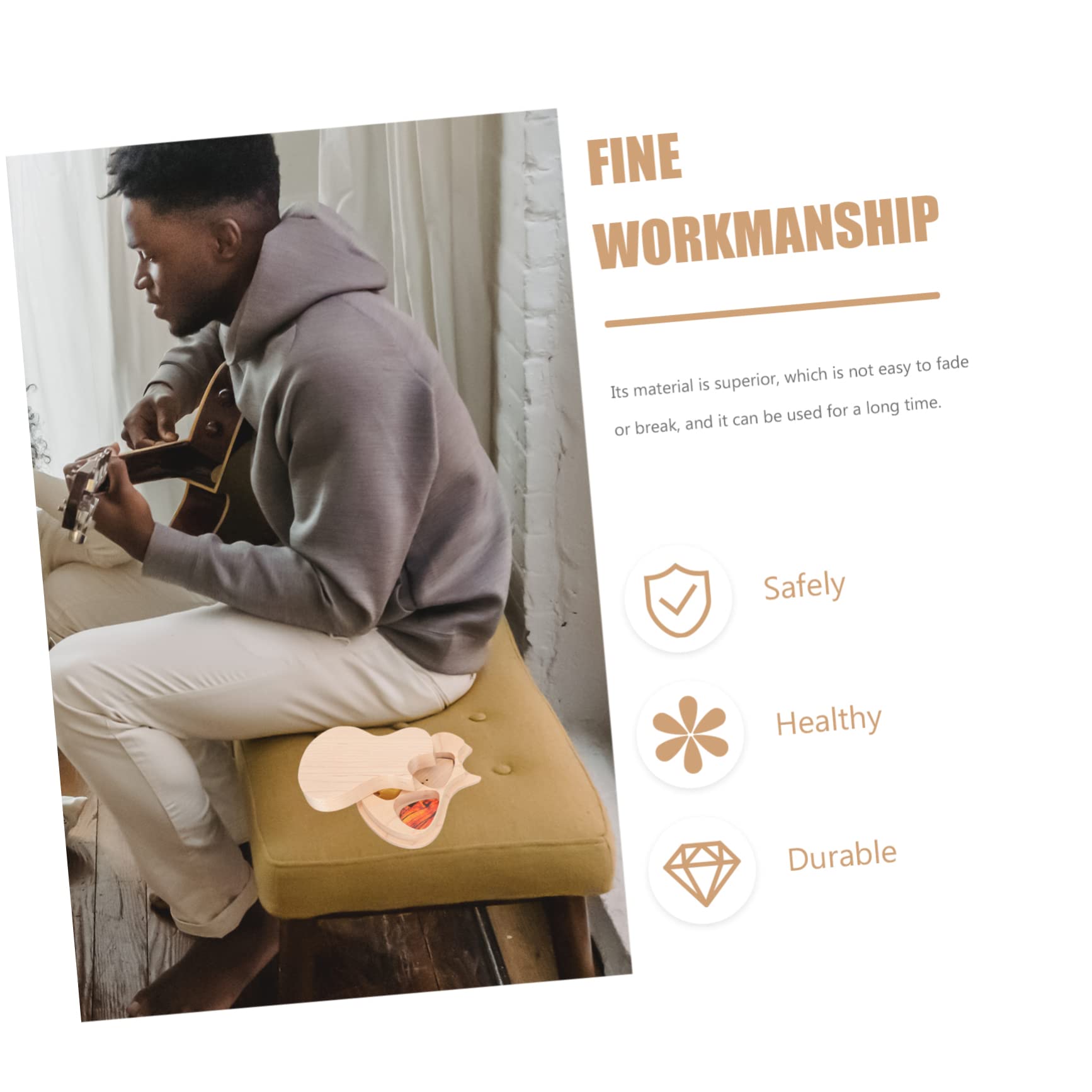 QUMIIRITY Guitar Pick Holder Wooden Guitar Pick Box Maple Wood Organized Storage