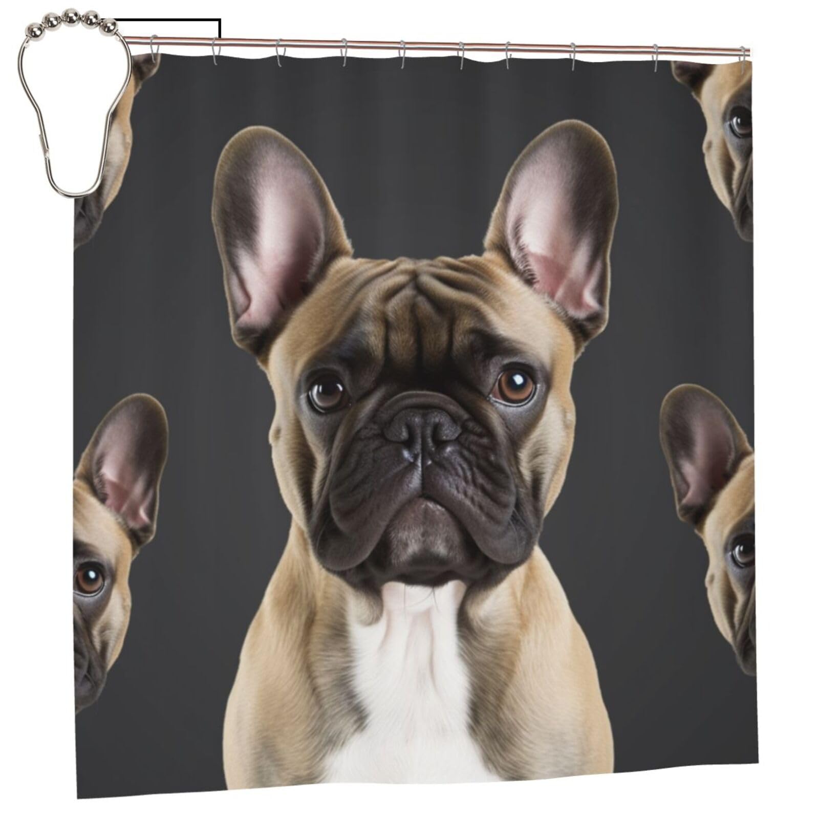 FodPand French Bulldog Shower Curtain 70"x70" Waterproof Long Bathroom Curtain Heavy Duty Thick Cloth Bath Curtain Set with Hooks, Modern Abstract Art Pattern Bathroom Shower Curtains