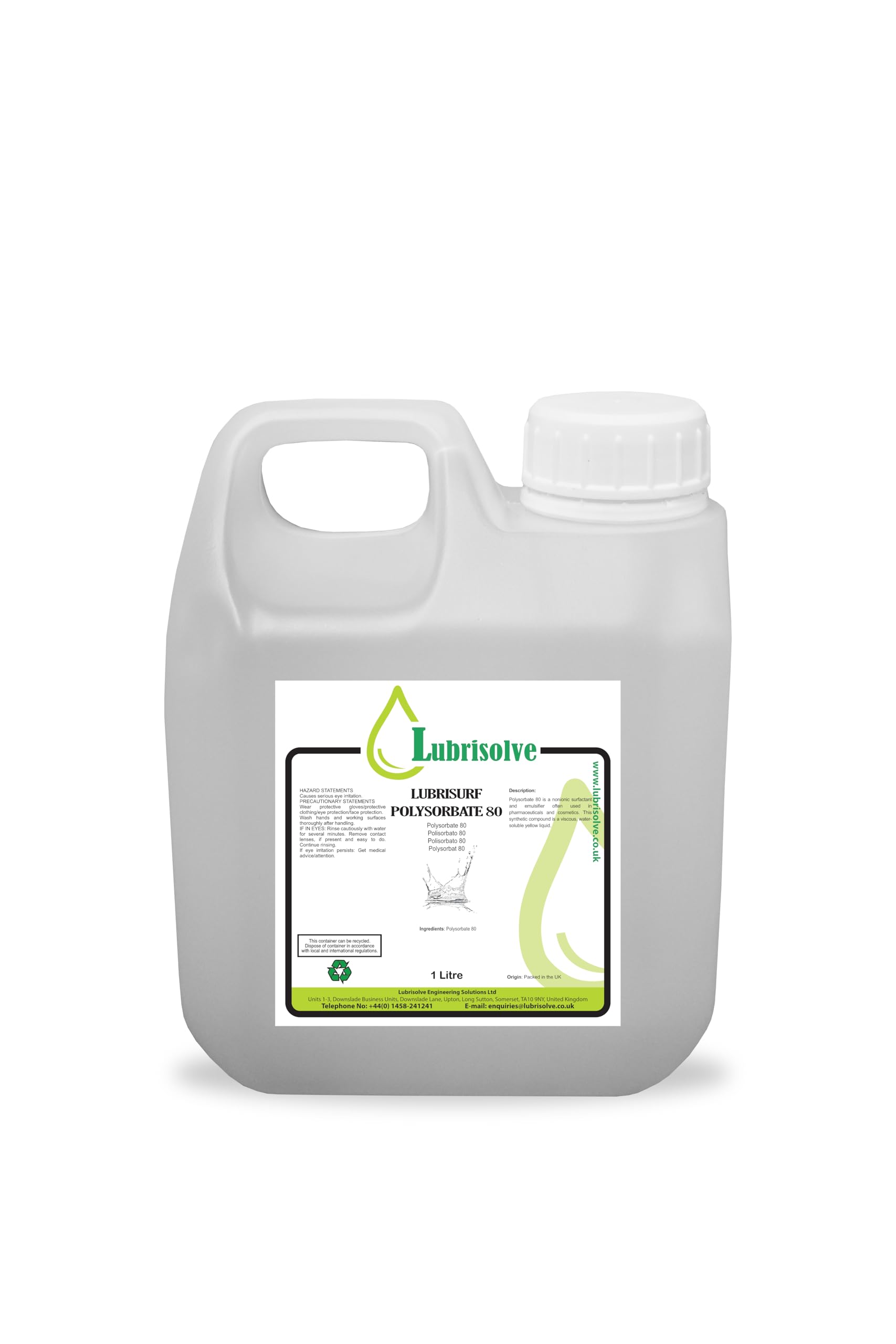 Lubrisurf Polysorbate 80 – Cosmetic & Pharmaceutical Emulsifier Liquid 1 Litre