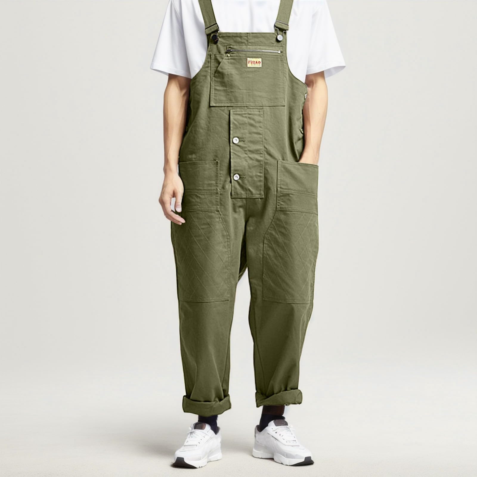 Peto para hombre, vaquero, ropa de trabajo, pantalones de trabajo, ajustados, informales, tirantes ajustables, mono con bolsillos, traje de verano, ropa de calle, pantalones deportivos al