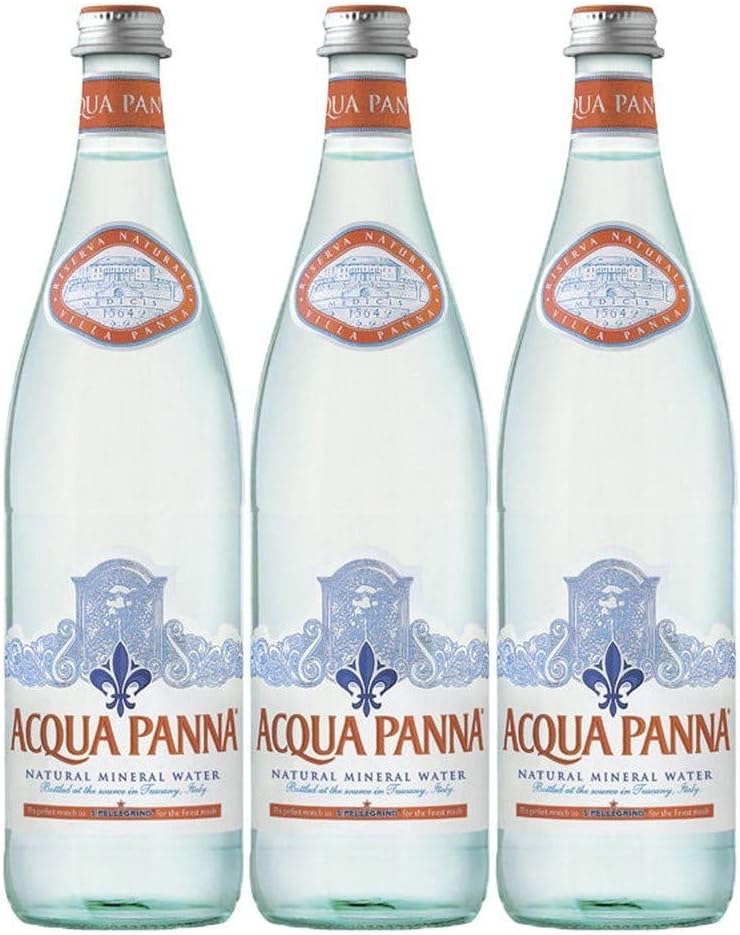 Acqua Panna Natural Spring Water, 25.3 Oz Glass Bottle (Pack of 3, Total of 75.90 Oz)