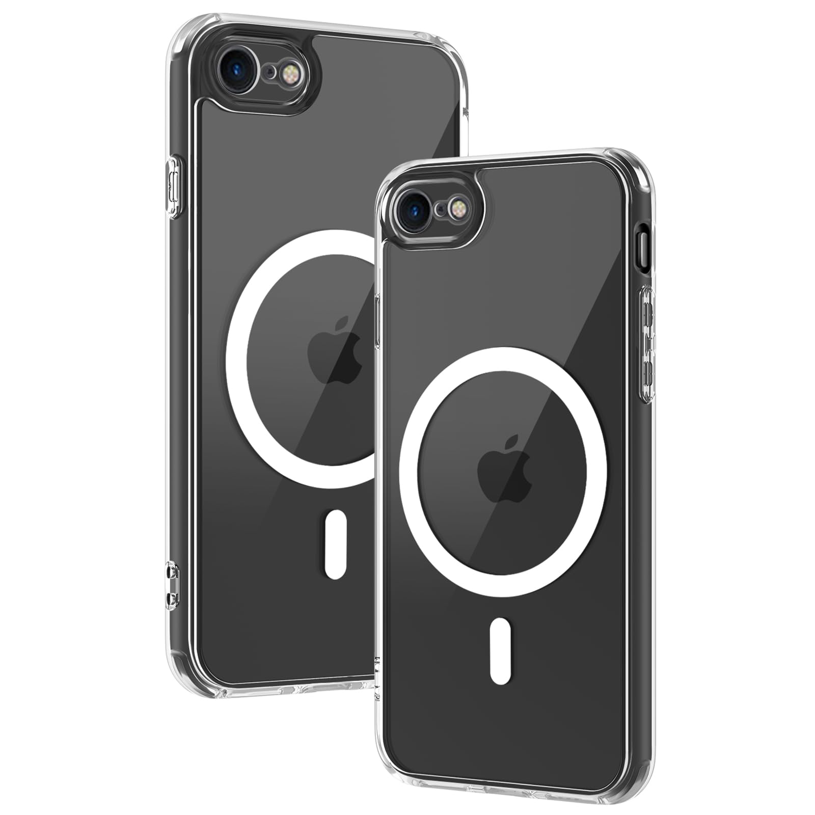PinLiSheng iPhone SE ケースiphone se2/se3/8/7 MagSafe対応 ワイヤレス充電 耐衝撃 マット半透明 TPU+PC カバー 米軍MIL規格 アイフォンse ケース 衝撃吸収 ストラップホール付き 携帯スマホケース (クリア, iPhone SE2 iPhone SE3 iPhone8 iPhone7)