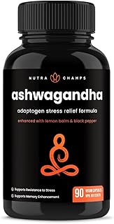 Organic Ashwagandha Capsules | Ashwagandha Supplements with Ashwagandha Root Powder & Lemon Balm | Superior Absorption with Black Pepper | Vegan & Non-GMO