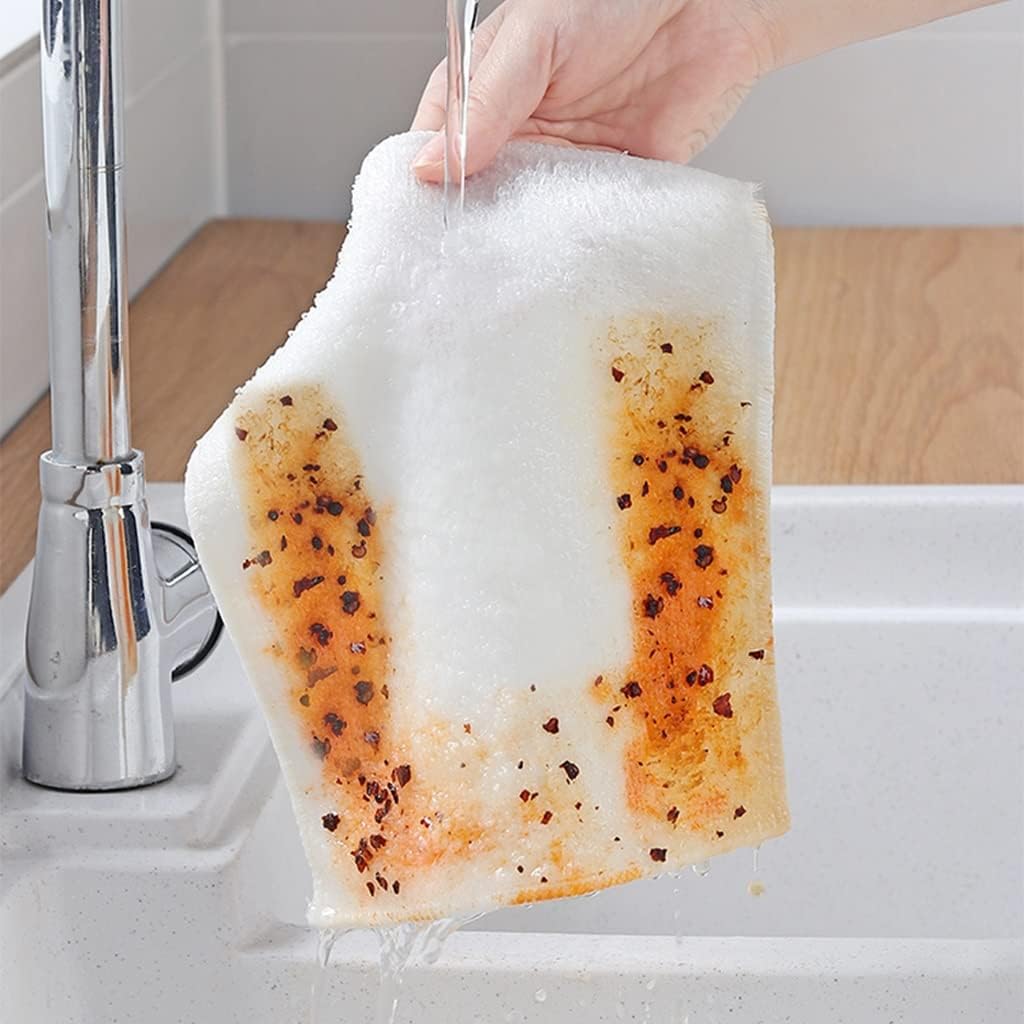 Wash Cloth Super Aborbent and Remove Oil Dish Rags Fast Drying Dishcloths White Kitchen Cleaning Towel