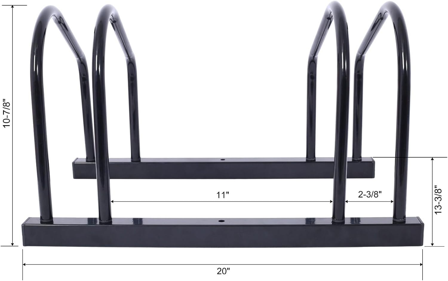 Heavy-Duty 2-Bike Floor Parking Rack Stand for Indoor/Outdoor Use, Stable Bike Organizer for Garage and Outdoor Use, Black