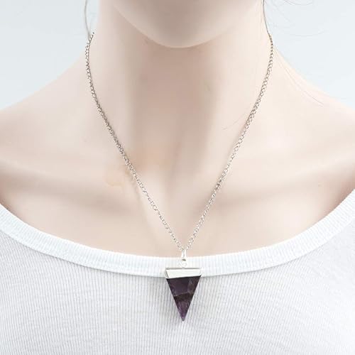Miniatura 3 de 1 collar con colgante de triángulo de piedras preciosas naturales, piedra de cristal curativo, cuarzo, reiki, chakras, roca energética, 18 pulgadas,