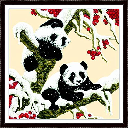 Kit de broderie point de croix 11CT panda pour debutant toile estampee 40x50 cm