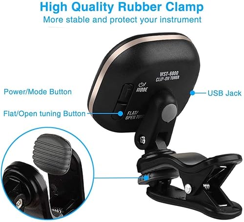 Guitar Tuner Clip On LED Color Display Tuner para todos os instrumentos - Guitarra, violino, ukulele