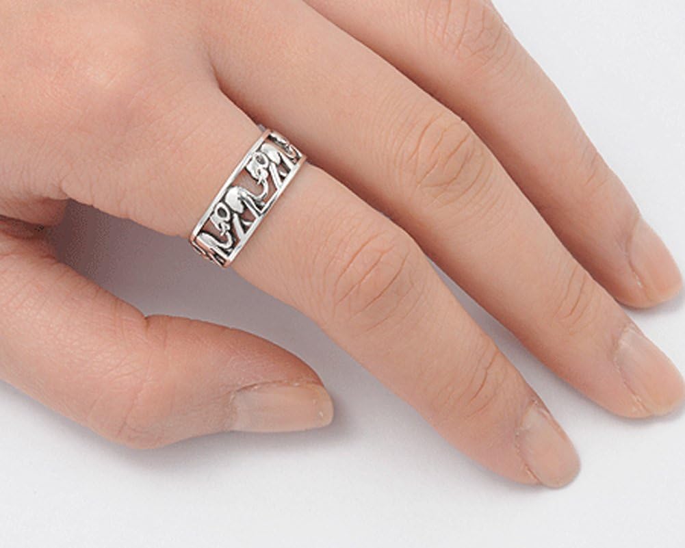 CHOOSE YOUR COLOR Sterling Silver Elephant Ring