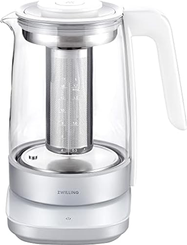 Enfinigy Glass Kettle 1.7L, Tea Kettle, 6 Preset Temps for the Perfect Cup, Tea Timer, Silver