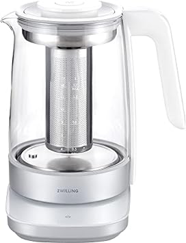 ZWILLING Enfinigy Glass Kettle 1.7L, Tea Kettle, 6 Preset Temps for the Perfect Cup, Tea Timer, Silver