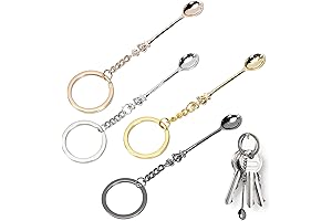 4PCS Mini Crown Spoon Keychain Pendant Necklace