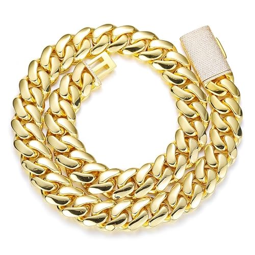 CQACNJ 8/22MM Width Gold Plated Miami Cuban Link