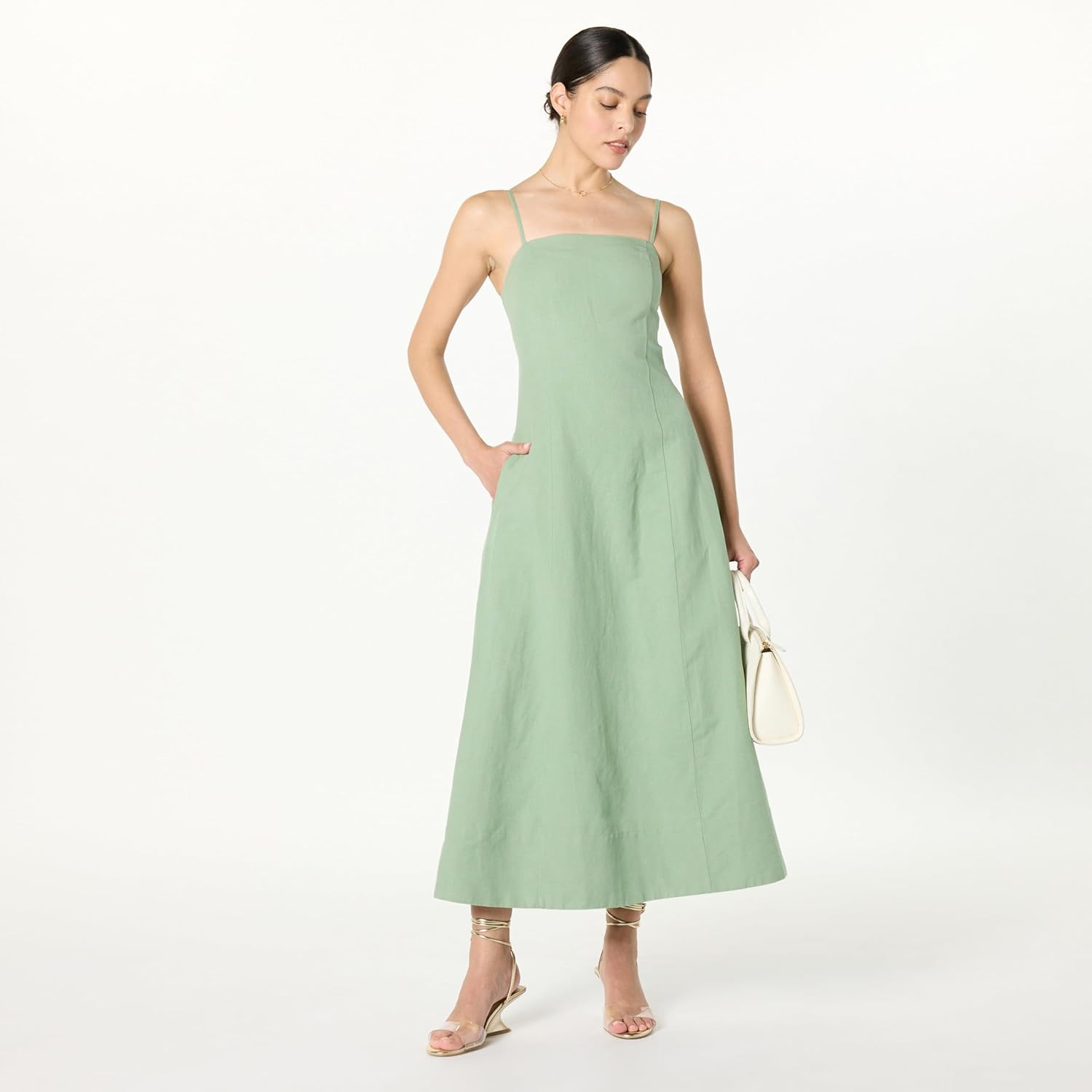 The Drop Womens Daphne Square Neck Linen Maxi Dress - Image 4