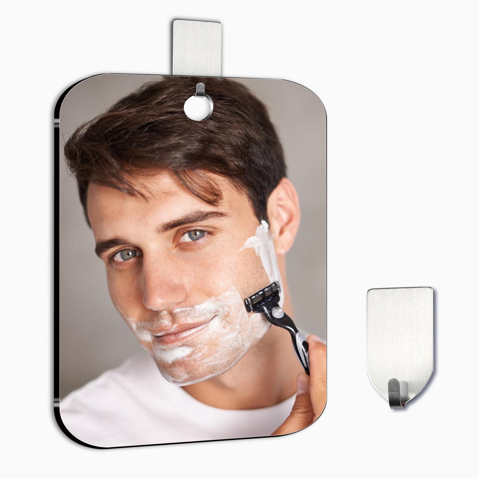 Shower Mirror Fogless for Shaving, Samll 15 x 10 Cm (Included Stainless Steel Hook ) Shaving Mirror for Shower,Shatterproof Plastic Small Wall Mirrors for Travel, Little, Camping, Hanging Espejos