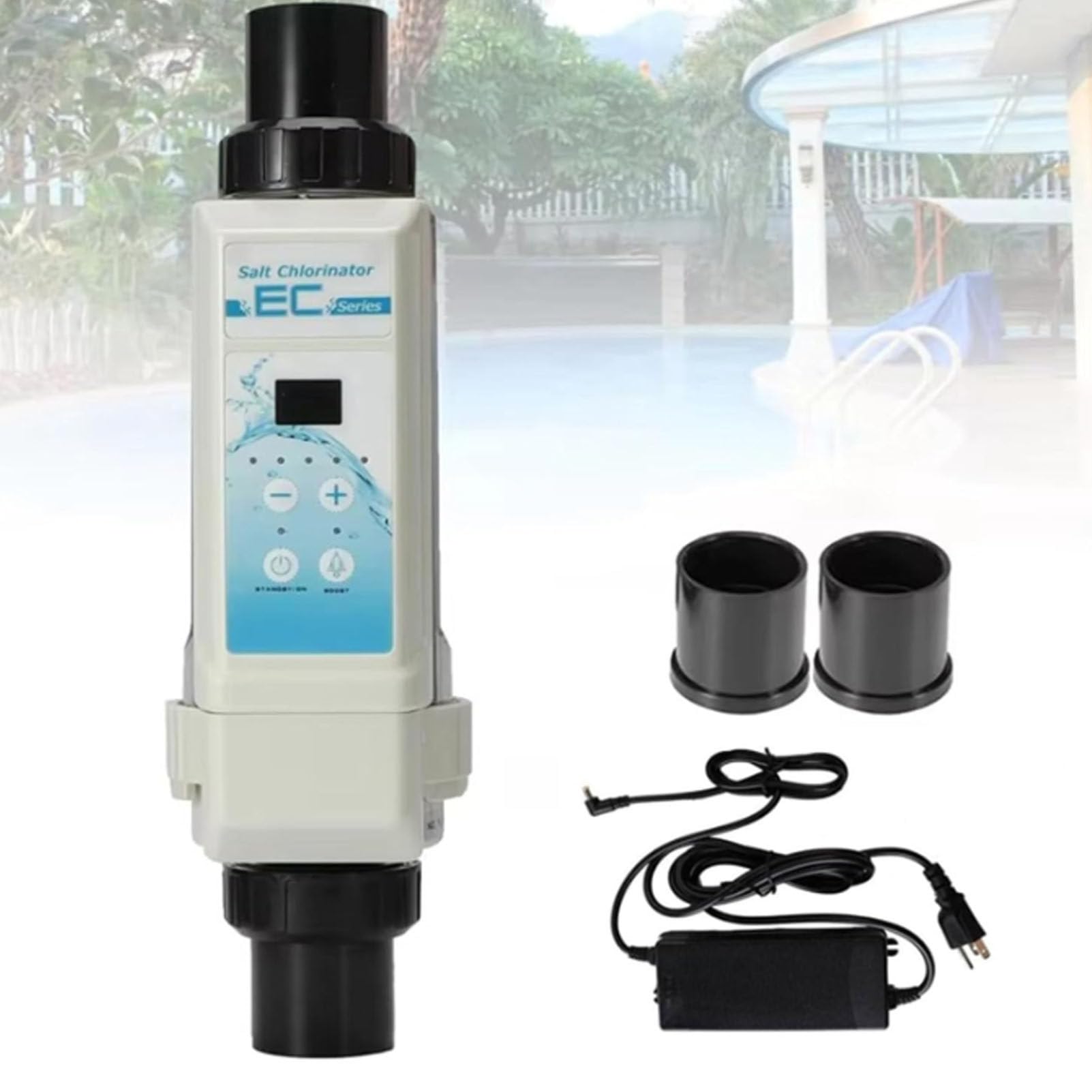 EUMTYDM Saltwater Pool System for Inground Pools, 8/12/16/20g/h Electrolytic Salt Chlorine Generator System, Water Spa Chlorinator Device, Swimming 68M3/16g/h (size_name 68M3/16g/h)