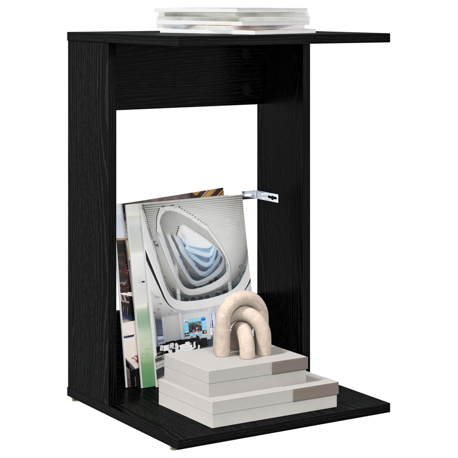 Mesa auxiliar de madera de roble negro, 40 x 38 x 62,5 cm, rectangular, para salón, sofá, dormitorio, pasillo, con montaje, mesa de centro estable y mesita de noche