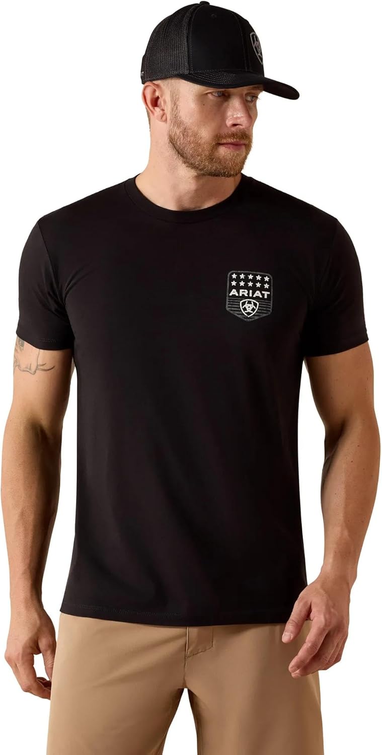 ARIAT Mens Stripe Patriotic Badge T-Shirt