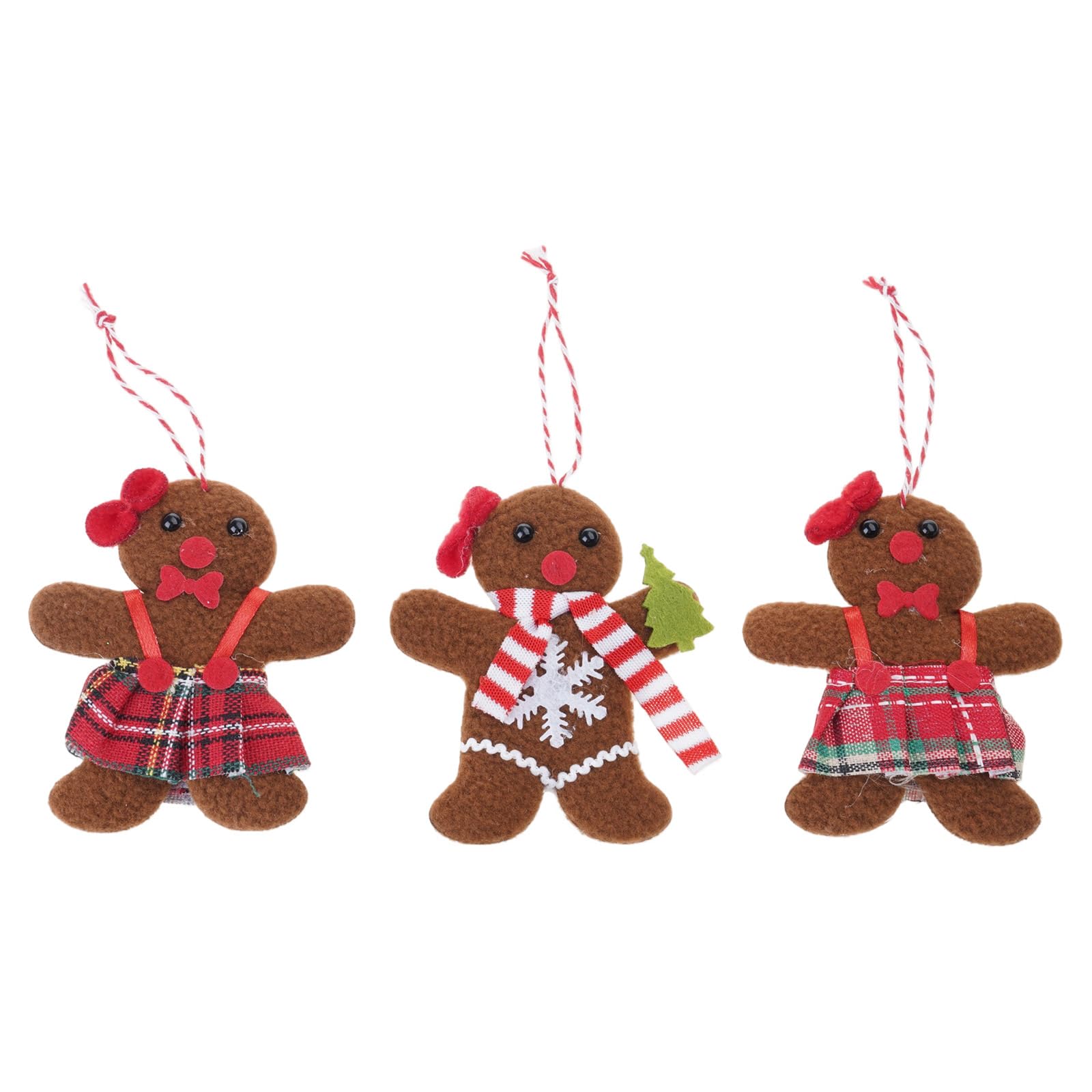3 Pieces Stylish Fabric Gingerbreads Christmas Ornaments Easy to Hanging Decorative Accessories for Festival Season Christmas Gingerbreads Ornaments