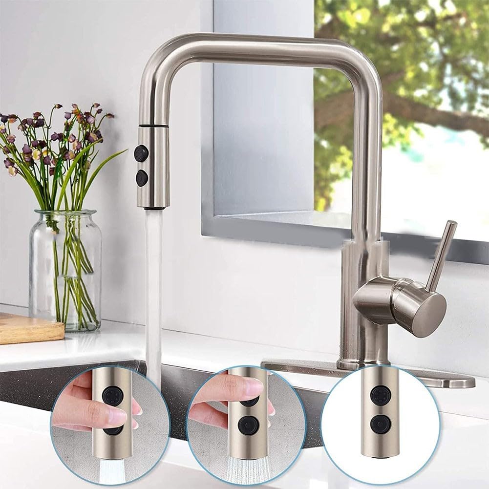 Cabezal de pulverización de repuesto para fregadero de cocina, diseño extraíble con modos de pulverización dobles (galvanoplastia)