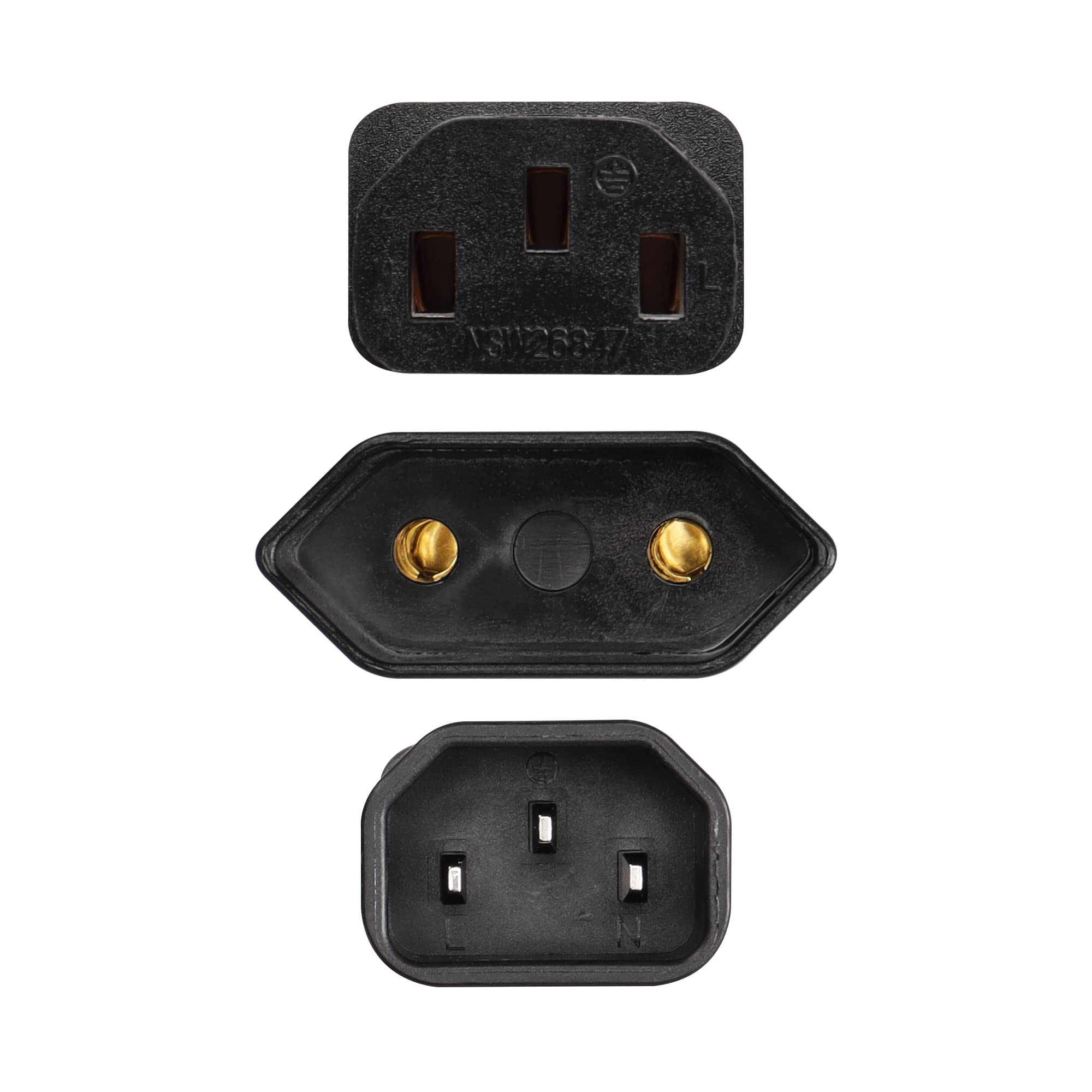 CERRXIAN Cavo di alimentazione splitter da C14 a C7 + C19 da 1FT, IEC 320 C14 maschio a C7 + C19 femmina Cavo di conversione CA, per cavi di alimentazione per data