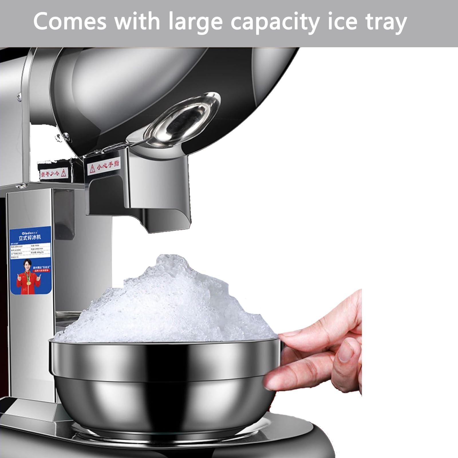 Trituradora de hielo eléctrica y máquina de afeitar con grosor ajustable para bebidas frías, postres y uso comercial o doméstico