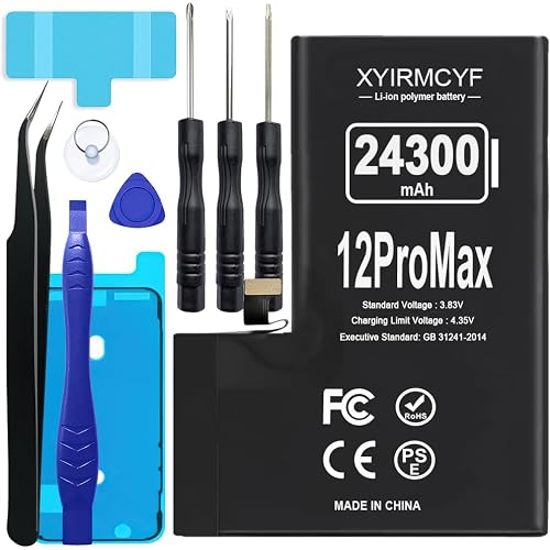 XYIRMCYF 24300mAh Super Capacity Battery Compatible with iPhone 12 Pro Max, 0 Cycle Li-Polymer Replacement Battery for iPhone 12 Pro Max, with Professional Repair Tool Kit