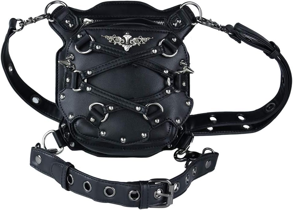 Steampunk Gothic Mini Waist Bag Women Leather Motorcycle Leg Crossbody Bag