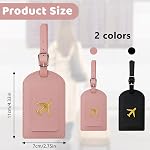 4 Pcs PU Leather Luggage Tags,Letter Luggage Tags for Suitcases with Privacy Protection Cover and Adjustable Strap, Travel Suitcase Tags for Couple Suitcases Travelling