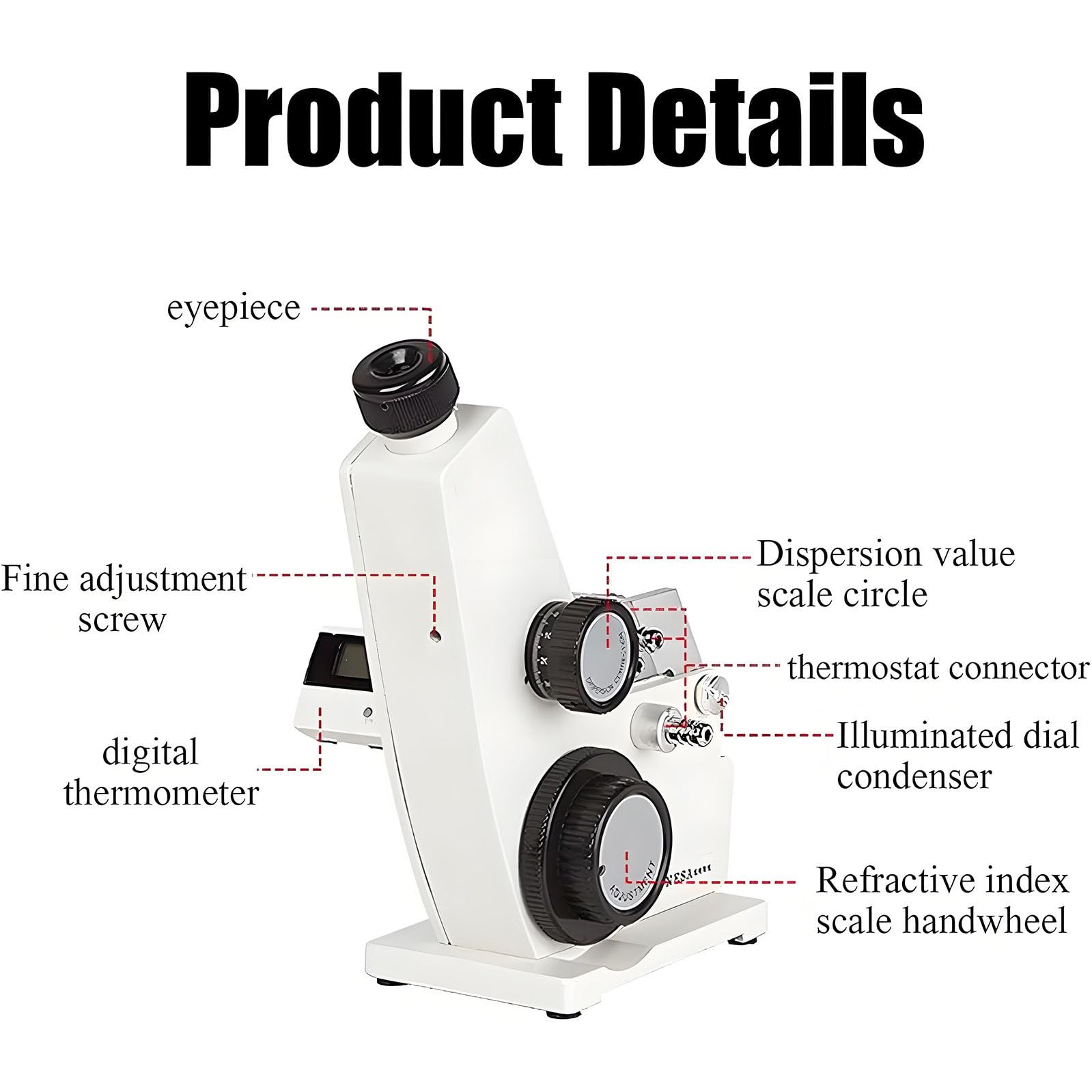Refractómetro Abbe, Refractómetro Monocular Digital Brix Con Termómetro, índice De Refracción Nd 1,3-1,7, Brix 0-95%, Precisión 0,0002, Para Laboratorio, Industria Petrolera, Educación Científica