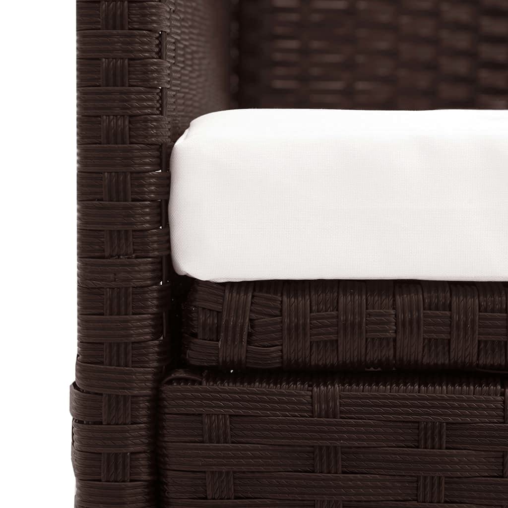 Lettino da giardino resistente alle intemperie con cuscino imbottito, letto da giardino con baldacchino in polyrattan e rattan PE con schienale regolabile, mobili lounge con baldacchino
