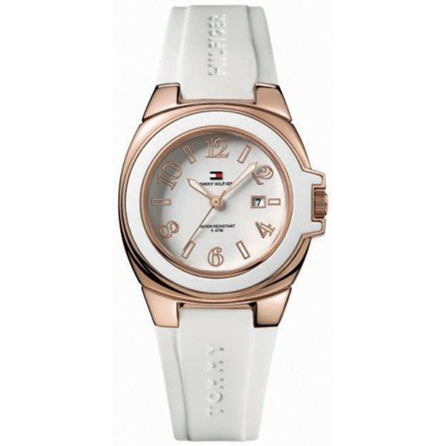 Tommy Hilfiger Riverside White Silicone White Dial Womens Watch