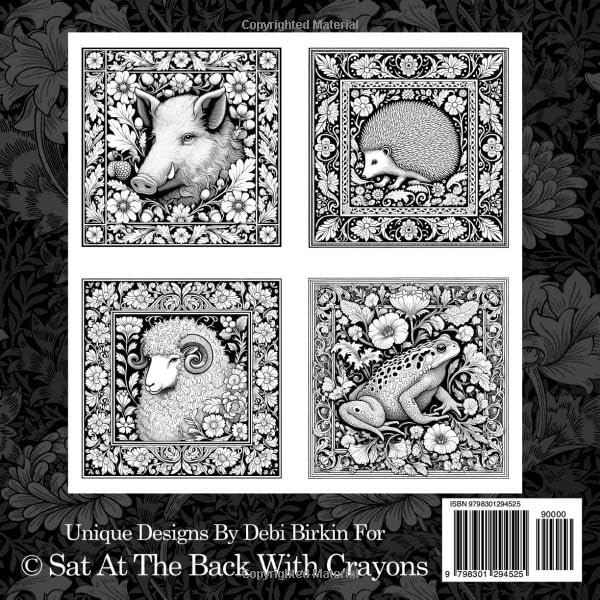 Animals Inspired by William Morris Arts & Craft Movement Coloring Book: 20 Unique Bold and Easy designs. Gift For Seniors Stress Relief. image 3