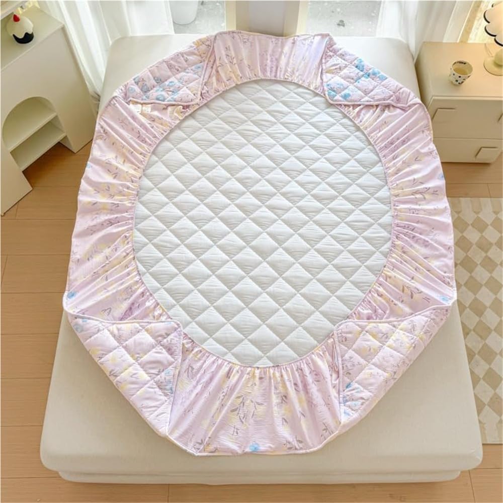 Coprimaterasso Impermeabile, copriletto Matrimoniale (Queen Size) Traspirante e Silenzioso con Angoli Profondi da 6 a 11 Pollici, Lenzuolo con Angoli Morbido Lavabile in Lavatrice (Rosa, 90