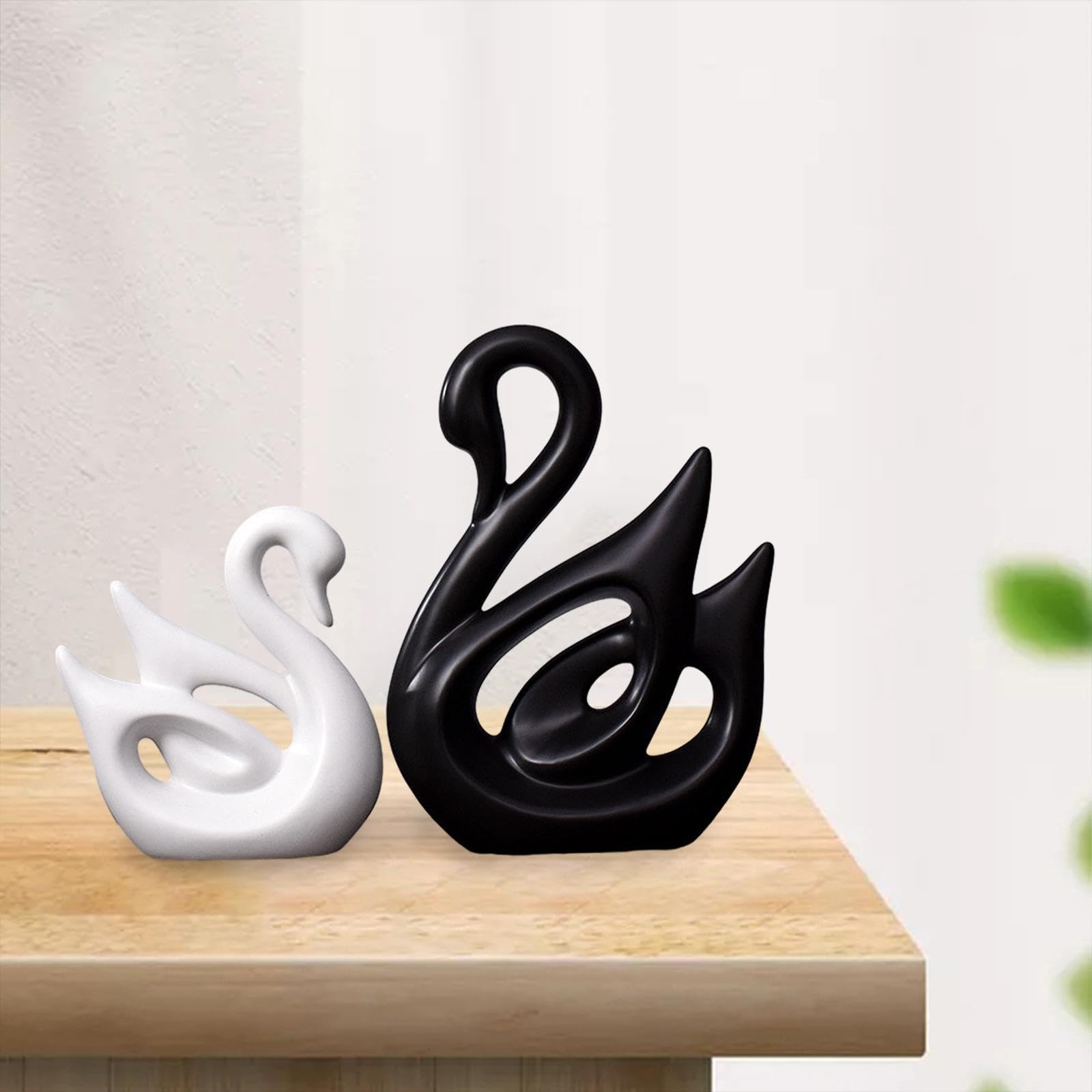 MagiDeal Figurines de Couple de Cygne en Porcelaine, 1 Paire, Sculpture, décoration de Bureau, Figurine d'animal élégante à Collectionner pour la décoration de
