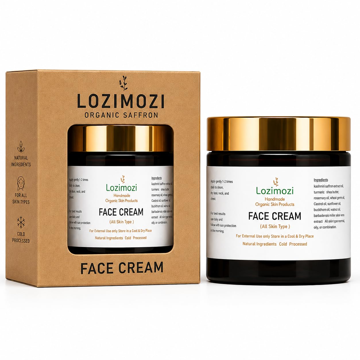 LOZIMOZI Organic Saffron Face Cream for Glowing Skin