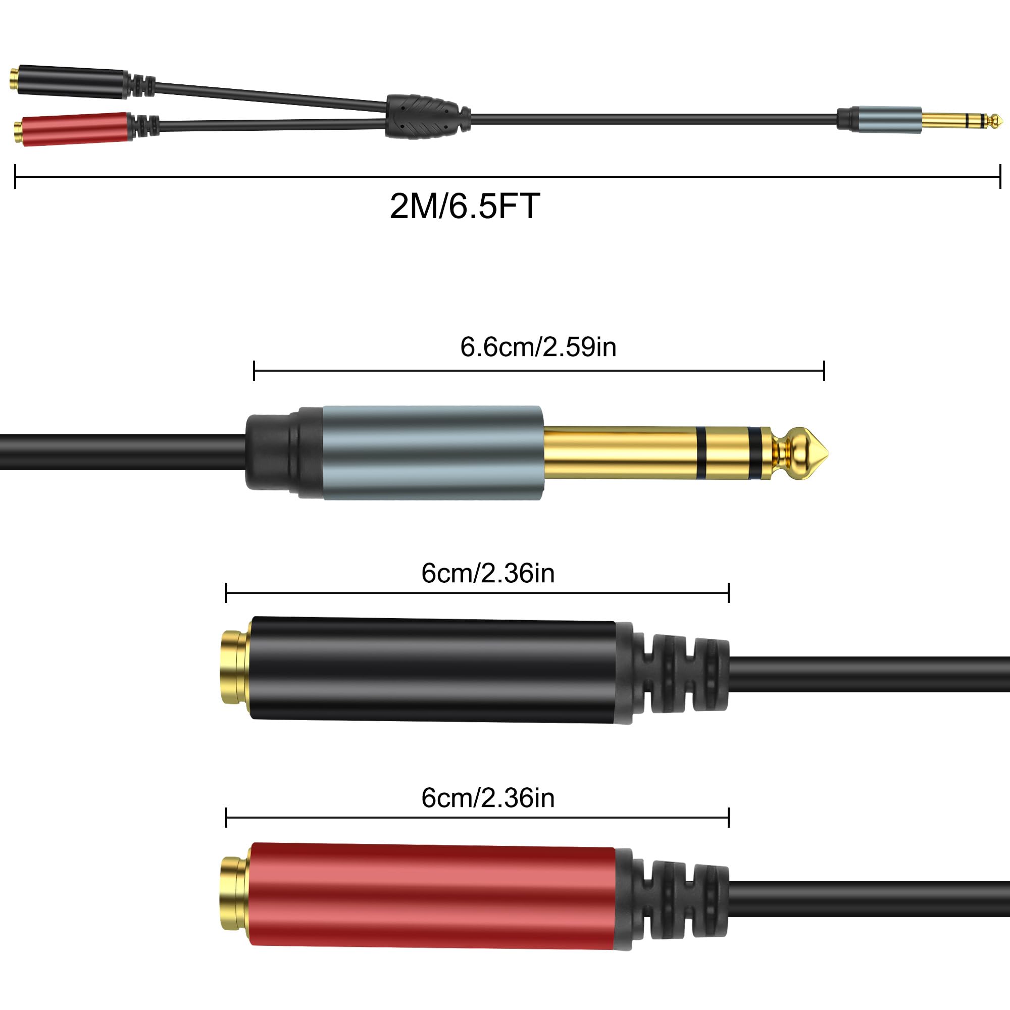 XMSJSIY 1/4 6,35 mm TRS naar Dual XLR Y Splitter Stereo Audio Kabel 1/4 inch TRS naar 2 XLR Microfoon Patch Adapter Kabel voor Luidspreker Mic Gitaar Mixer AMP - 0,5 m