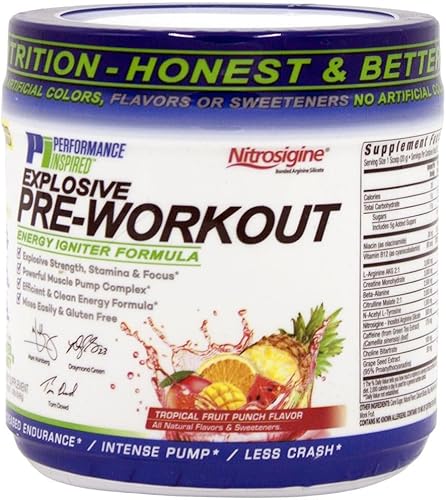 Miniatura 3 de PERFORMANCE INSPIRED Nutrition - Polvo de preentrenamiento - Contiene citrulina - Nitrosigina - Té verde - Todo natural - 1.49 libras - Ponche de