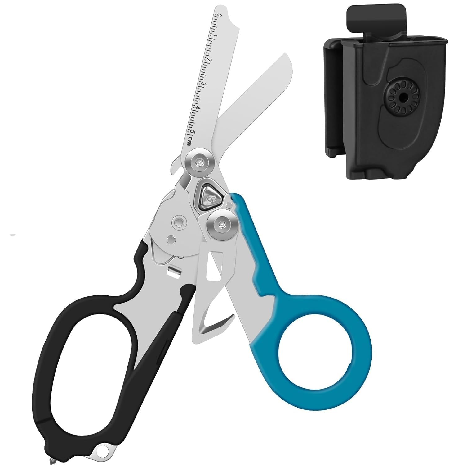 Raptor All-in-One Tactical Shears, Pocket Scissors, Firefighter Tool Set - Medical Scissors, Ring Cutter, Glass Breaker (Black Blue)