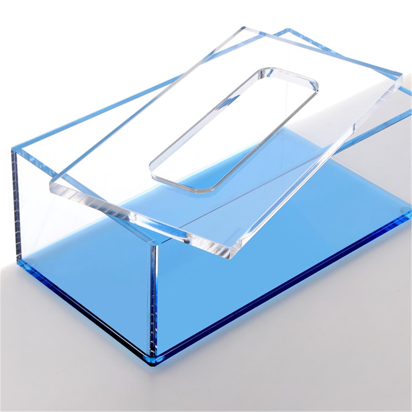 Organizador Decorativo Caja de pañuelos de acrílico Rectangular con Tapa for baño, Cocina, Dormitorio y Oficina.(Negro,Pequeño)