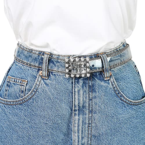 Allegra K Ladies Clear Waist Belts for Jeans Trousers Transparent Belts Rectangle Buckle4