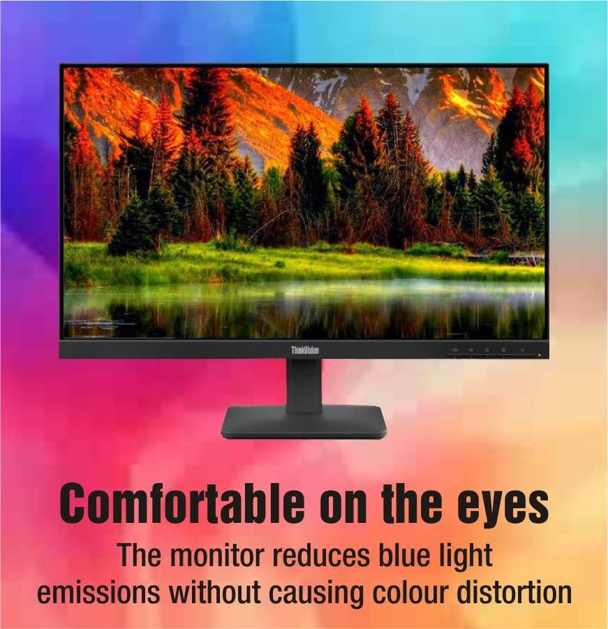 Image of Lenovo ThinkVision S24-4e | 23.8 inch (54.61 cm) FHD IPS 100Hz Ultraslim Monitor | 4ms, 99% sRGB, 16.7Mn Colors, 1x HDMI 1.4, 1x VGA,TUV Eye Comfort, Low Blue Light| Tilt | Black