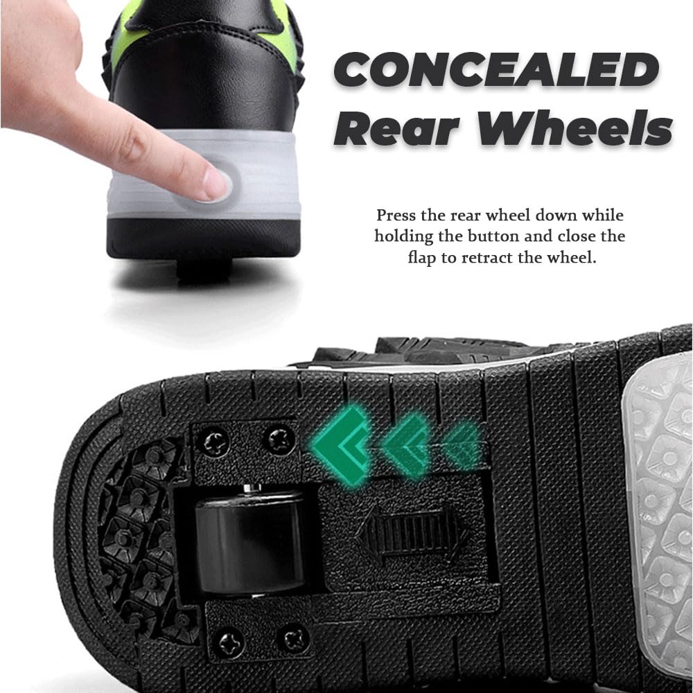 ENEN Zapatos con Ruedas, Zapatillas con Dos Ruedas para niños y Niña Zapatillas con Ruedas Skateboarding Zapatos Bambas (2 Ruedas 29-40 EU)
